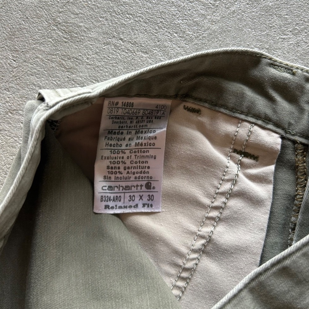 Vintage Carhartt Carpenter Pants Size 30x30 Olive Green Relaxed Fit Thrashed - Picture 4 of 8
